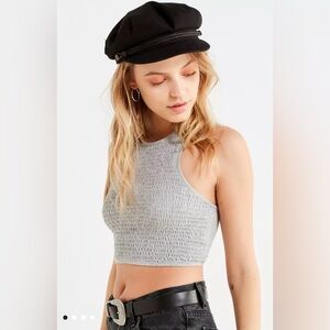 Urban Outfitters Gray Smocked Cropped Tank Top. Size M